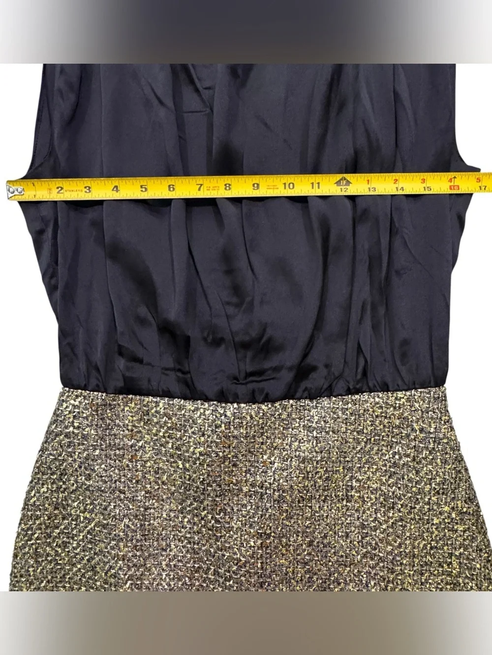 NWT! Amanda Uprichard Silk & Tweed Brantley Mini Dress – Black/Gold – Size Small - Picture 8 of 10